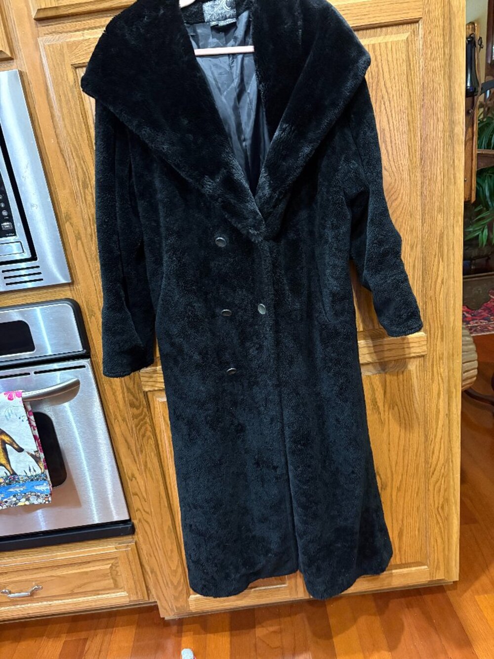 Long Black Faux Fur Coat